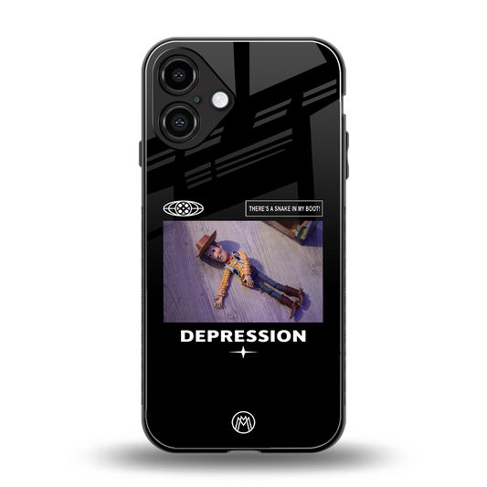 depression back phone cover | glass case for iphone 16 plus
