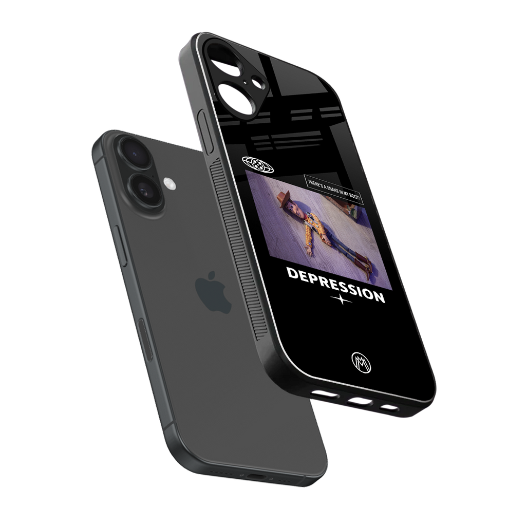 depression back phone cover | glass case for iphone 16 plus
