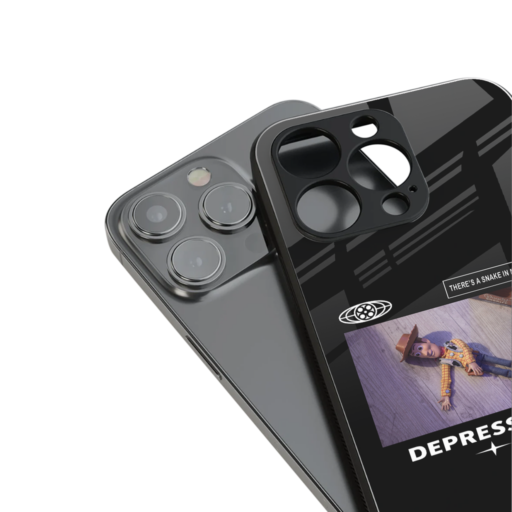 depression back phone cover | glass case for iphone 14 plus