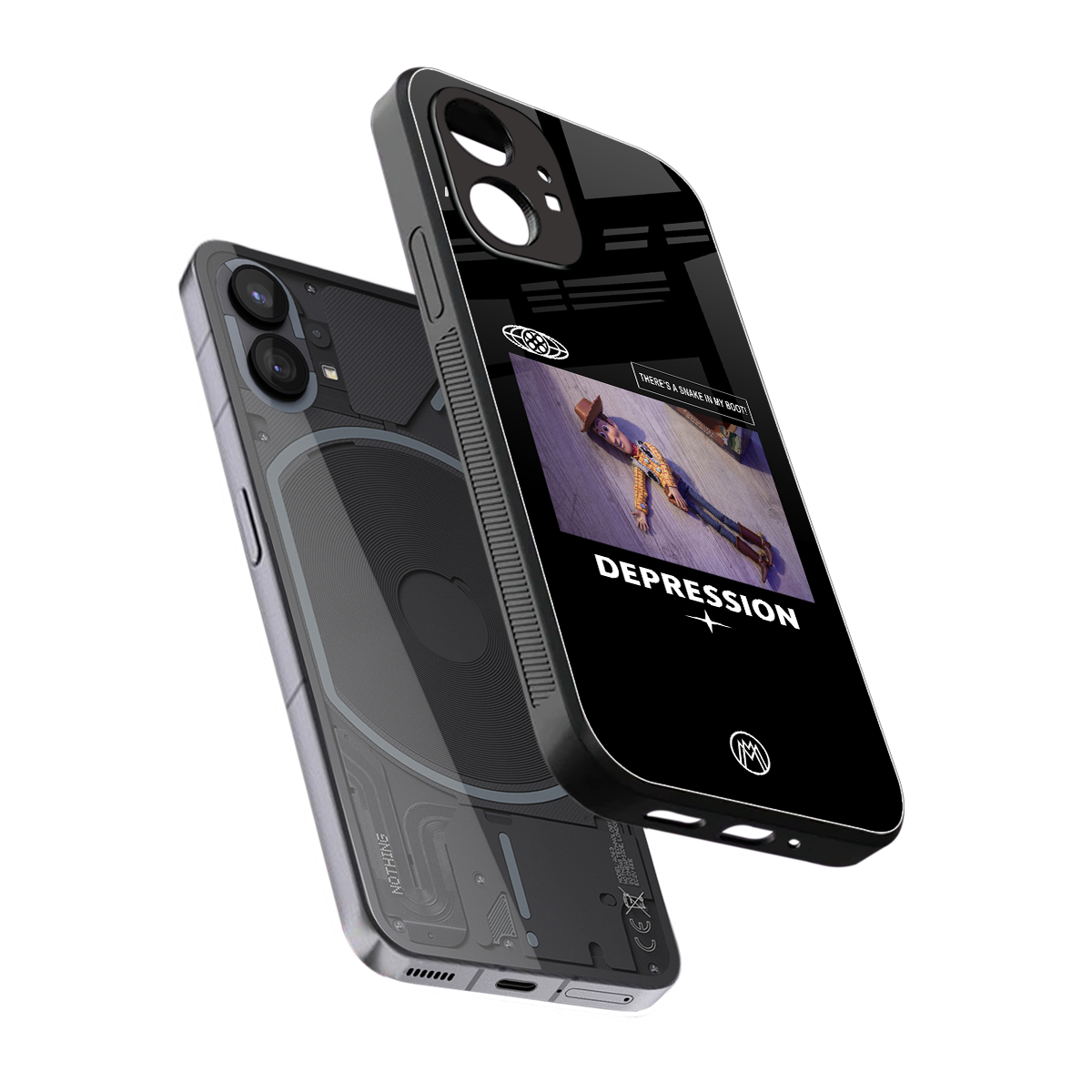depression back phone cover | glass case for nothing phone 1
