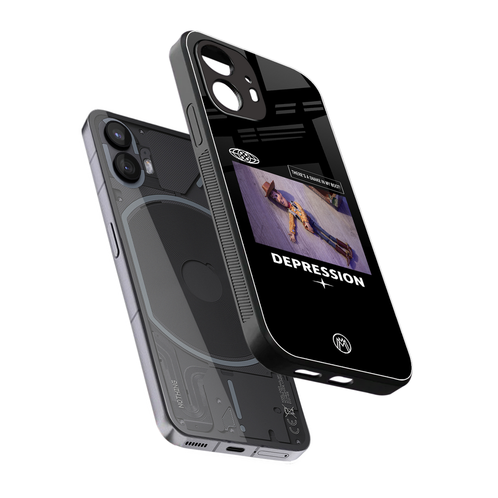 depression back phone cover | glass case for nothing phone 2
