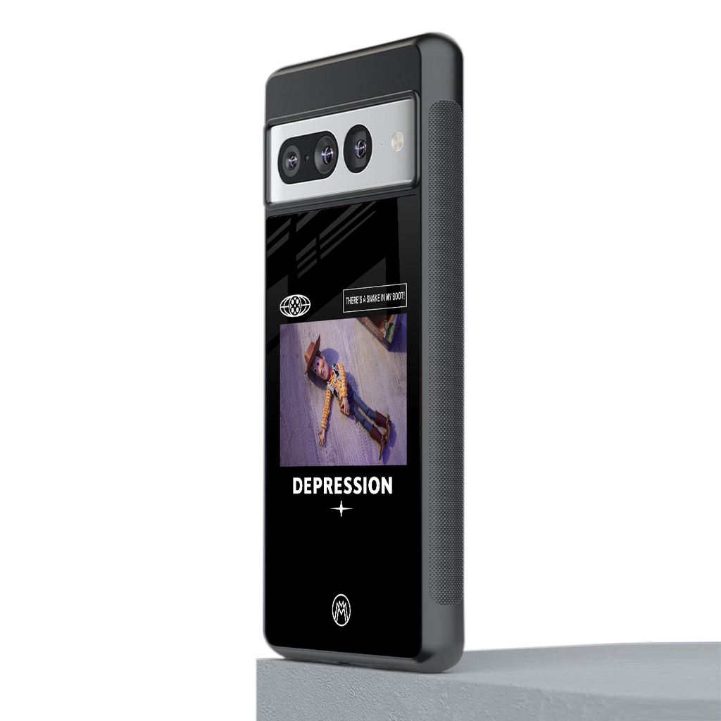 depression back phone cover | glass case for google pixel 7 pro