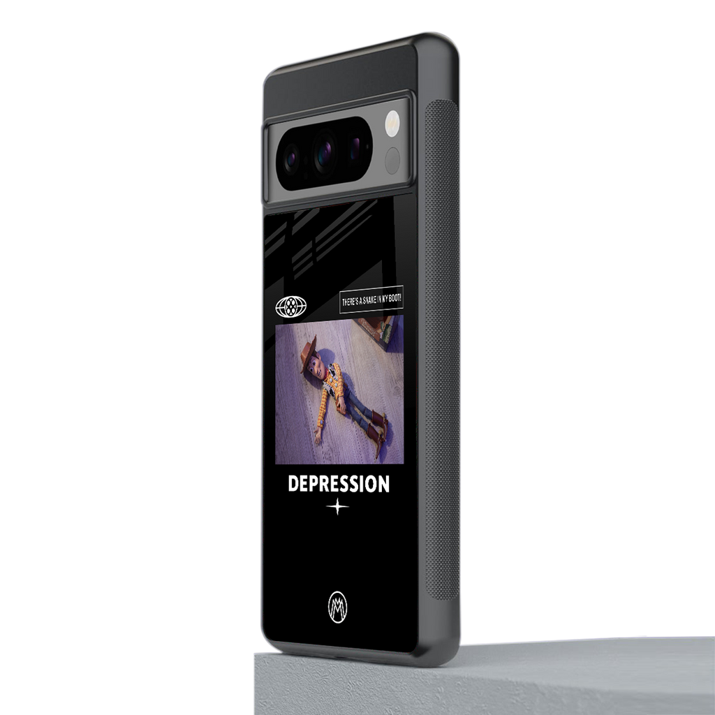 depression back phone cover | glass case for google pixel 8 pro