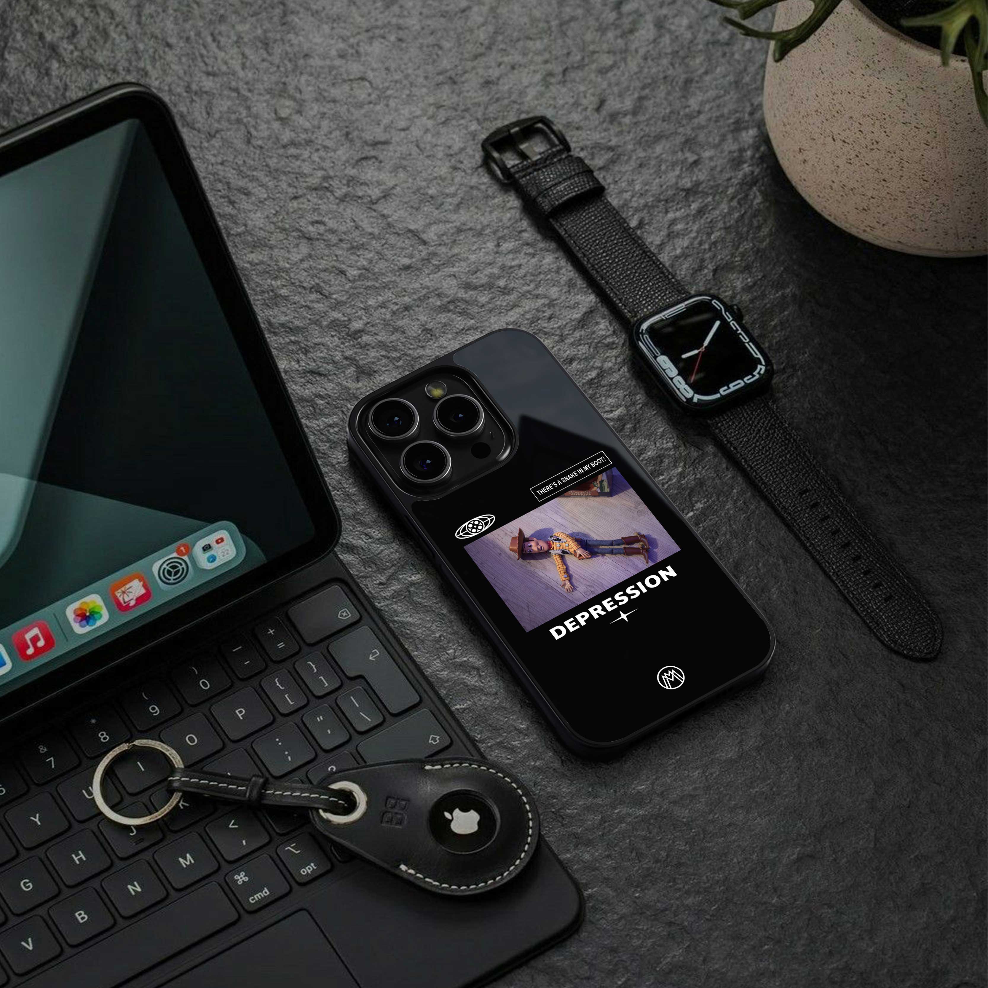 depression back phone cover | glass case for iphone 14 plus