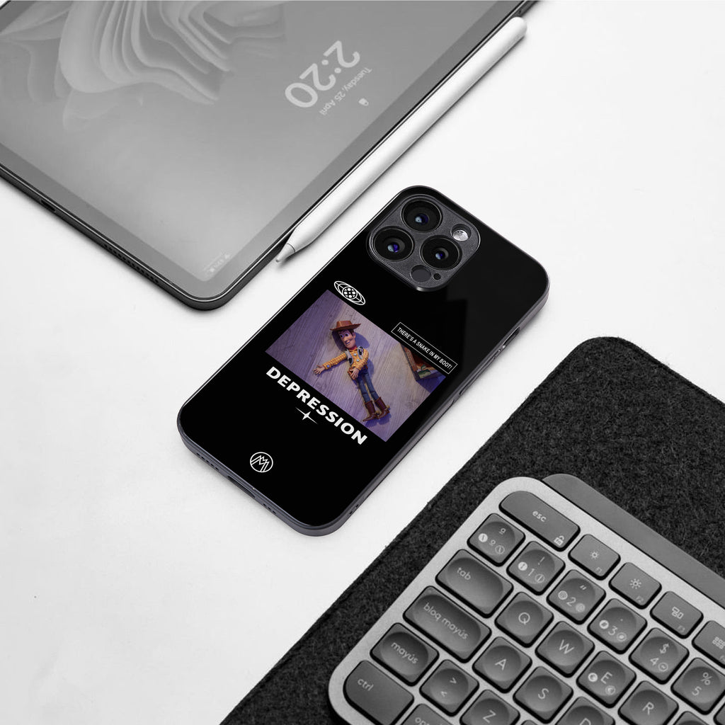 depression back phone cover | glass case for iphone 16 pro max