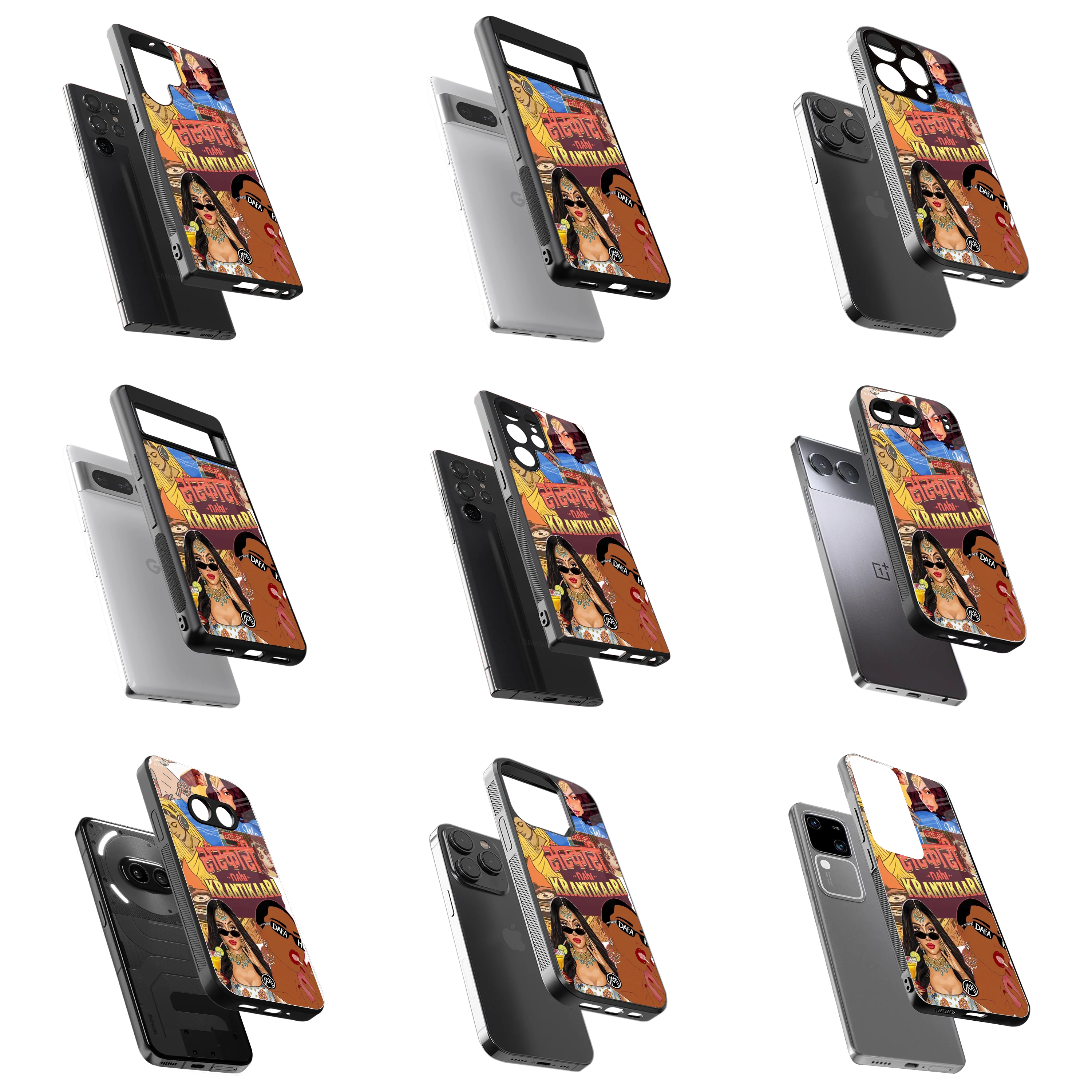 Durable Glass Back Mobile Case for iPhone, Samsung, OnePlus, Google Pixel, Redmi, Vivo, Oppo