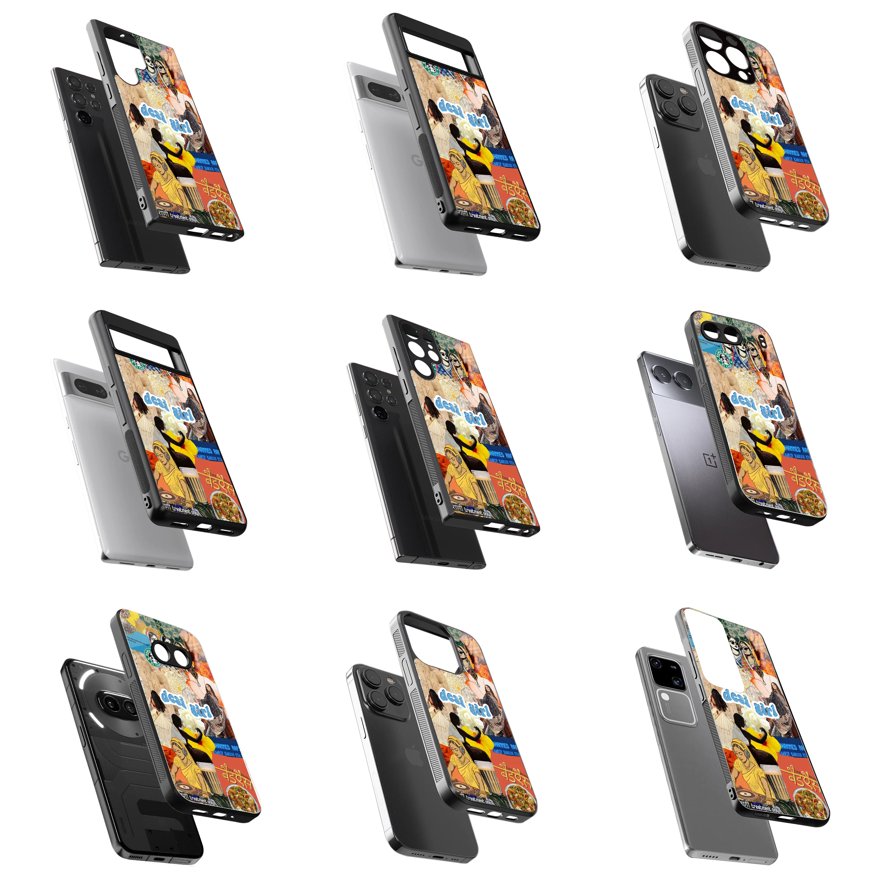 Durable Glass Back Mobile Case for iPhone, Samsung, OnePlus, Google Pixel, Redmi, Vivo, Oppo