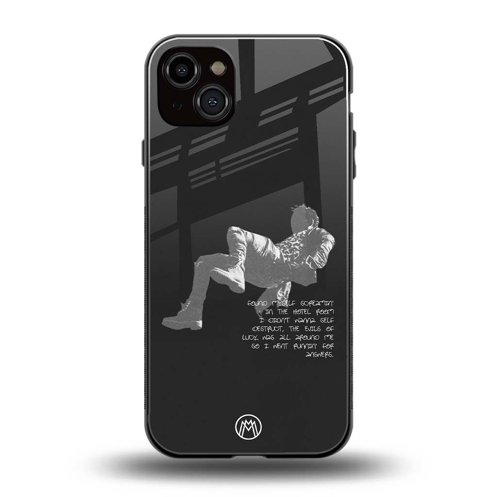 despair back phone cover | glass case for iphone 15 plus