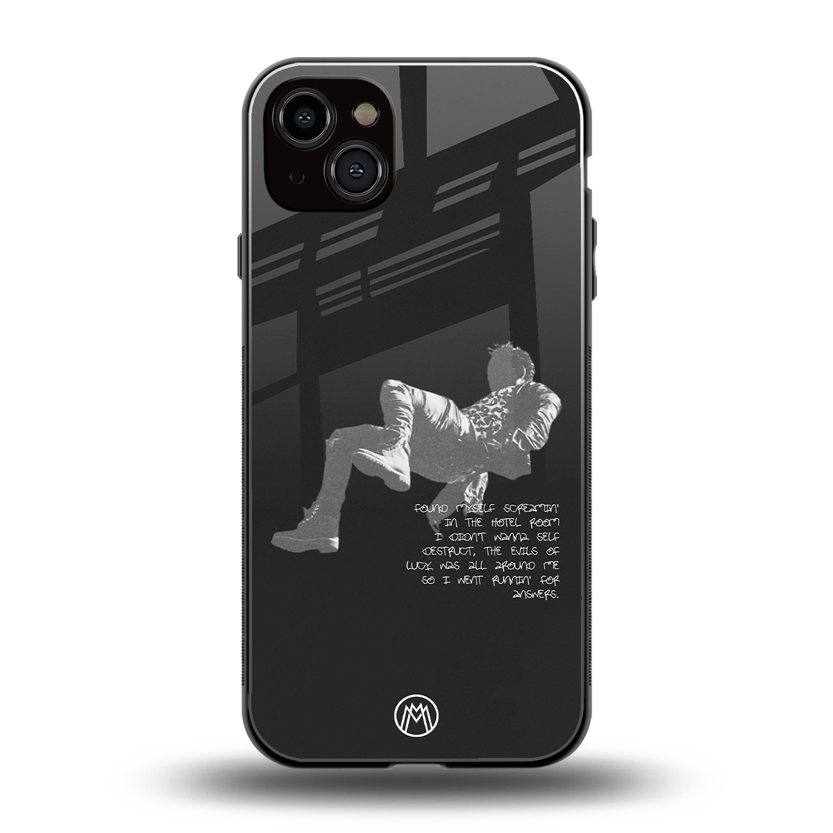 despair back phone cover | glass case for iphone 15 plus