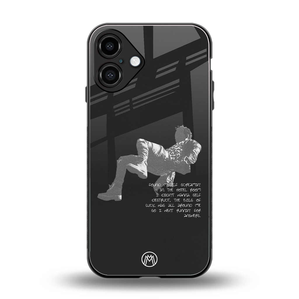 despair back phone cover | glass case for iphone 16 plus