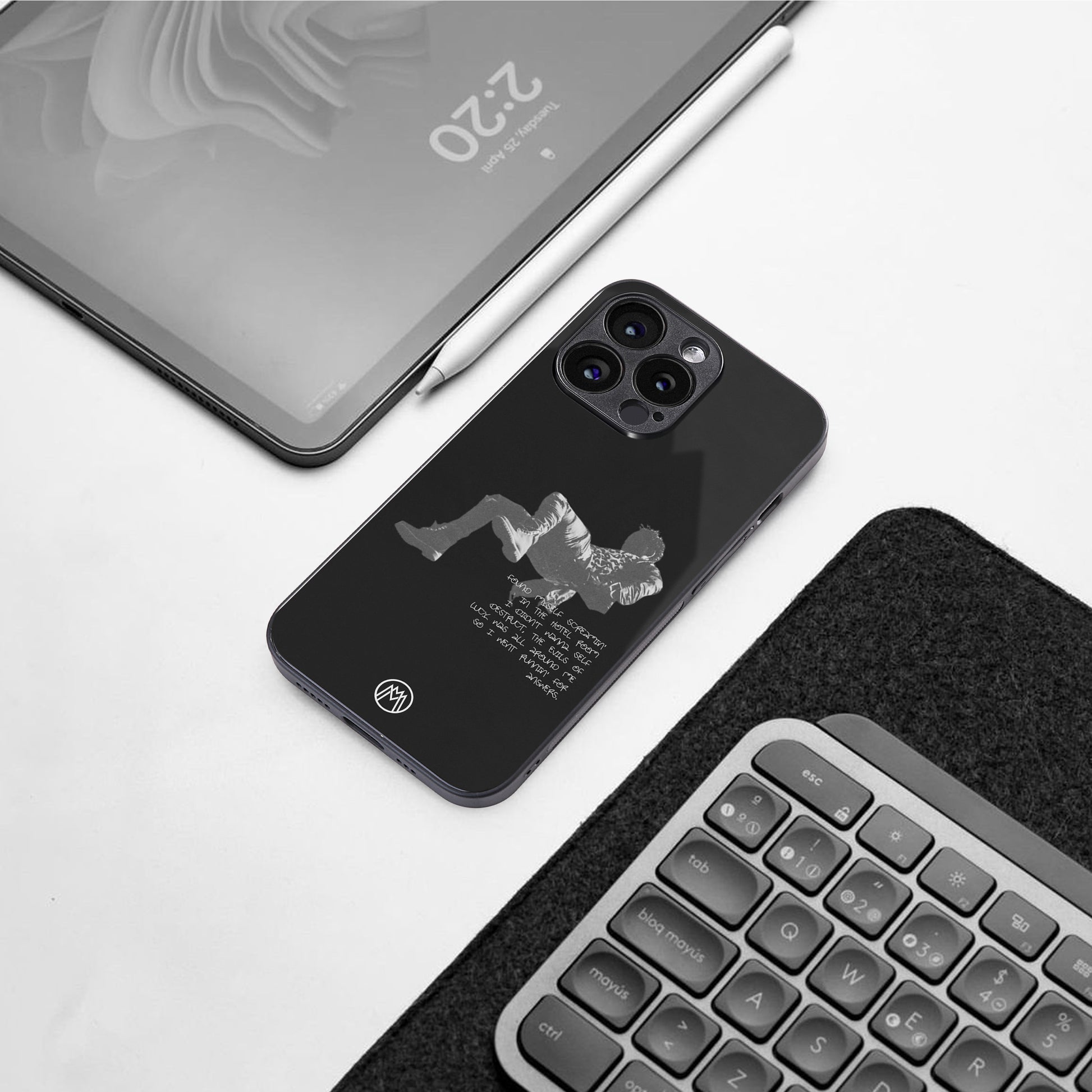 despair back phone cover | glass case for iphone 15 plus