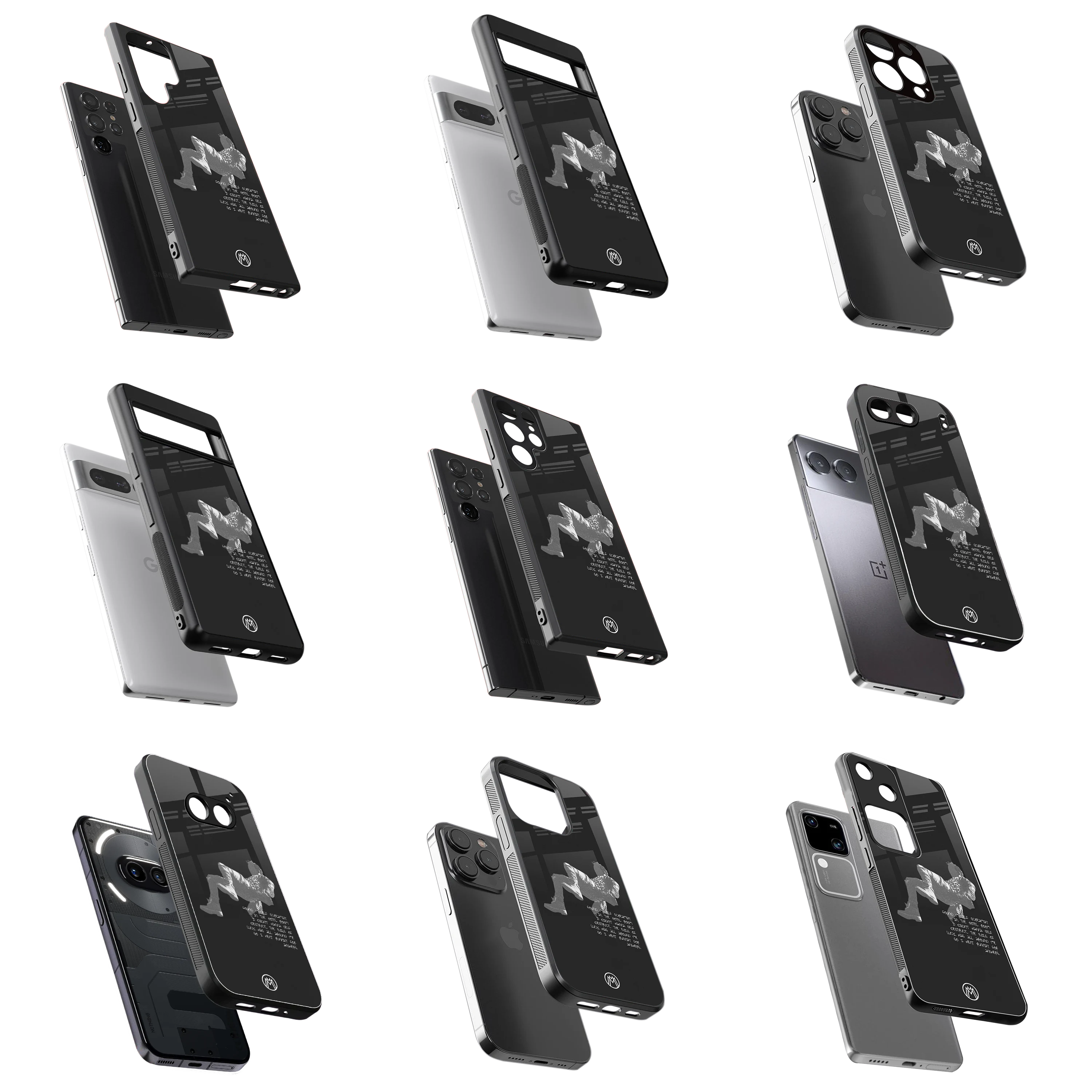Durable Glass Back Mobile Case for iPhone, Samsung, OnePlus, Google Pixel, Redmi, Vivo, Oppo