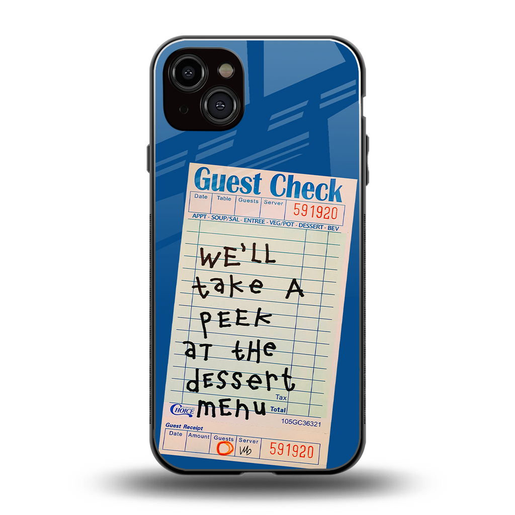 dessert menu back phone cover | glass case for iphone 15 plus