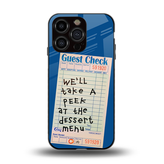 dessert menu back phone cover | glass case for iphone 15 pro