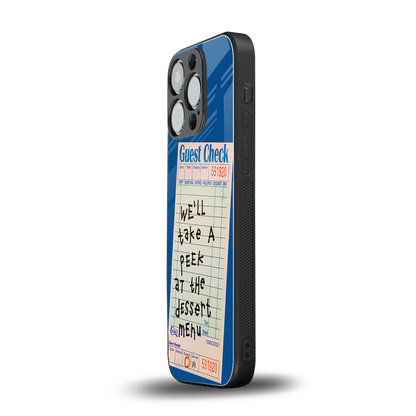 dessert menu back phone cover | glass case for iphone 15 pro