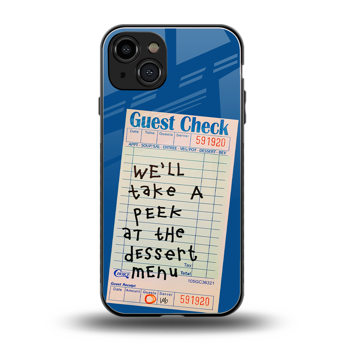 dessert menu back phone cover | glass case for iphone 15