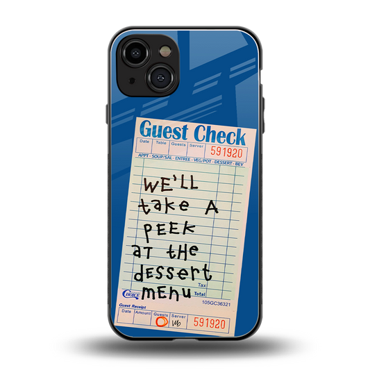 dessert menu back phone cover | glass case for iphone 15