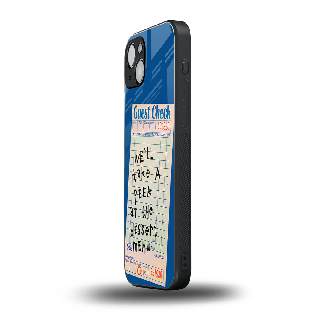 dessert menu back phone cover | glass case for iphone 15