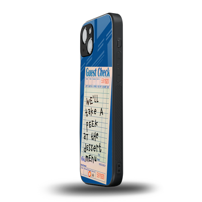 dessert menu back phone cover | glass case for iphone 15