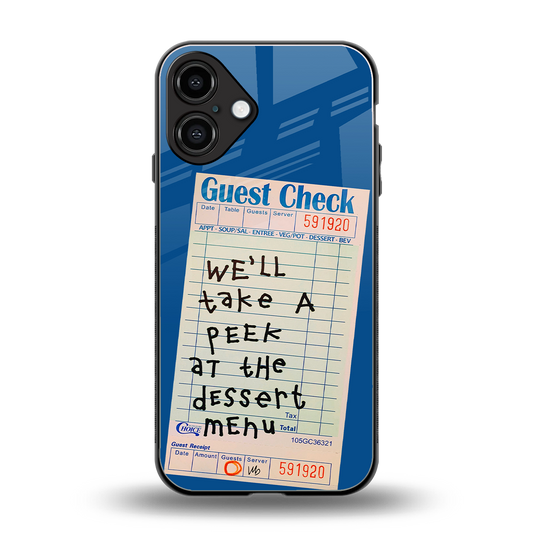 dessert menu back phone cover | glass case for iphone 16 plus