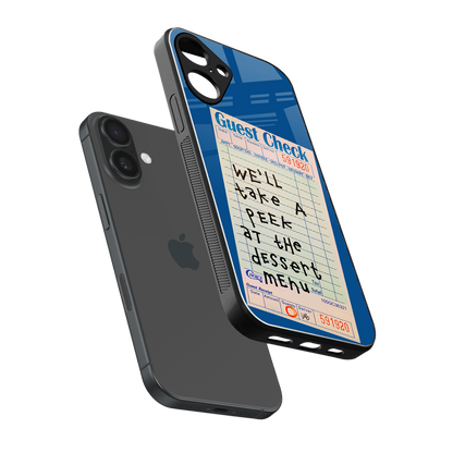 dessert menu back phone cover | glass case for iphone 16 plus