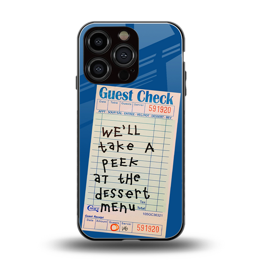 dessert menu back phone cover | glass case for iphone 16 pro