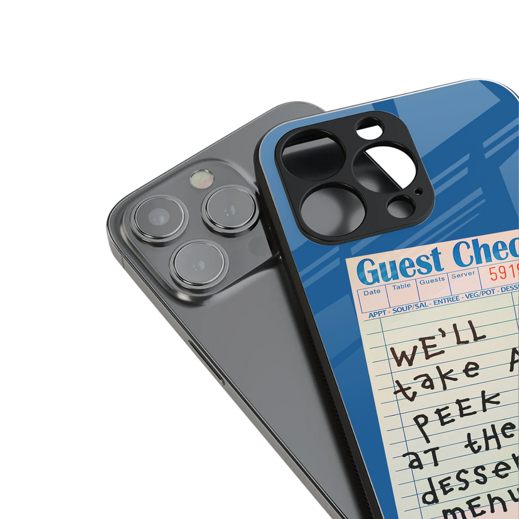 dessert menu back phone cover | glass case for iphone 16