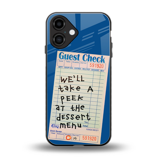 dessert menu back phone cover | glass case for iphone 16