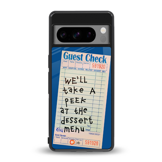 dessert menu back phone cover | glass case for google pixel 8 pro