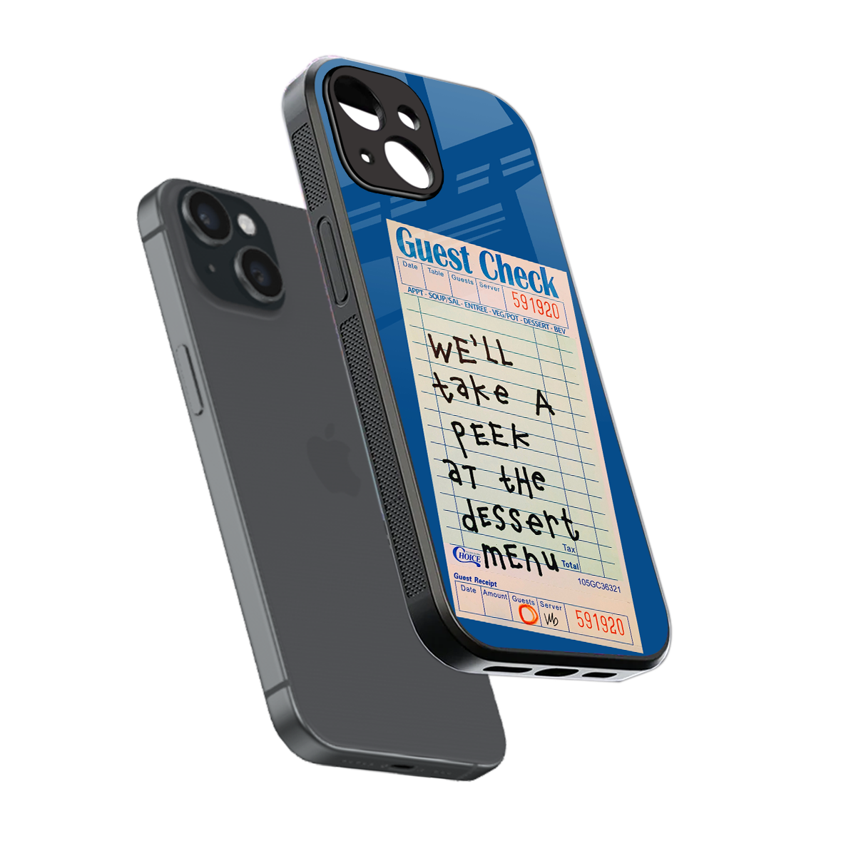 dessert menu back phone cover | glass case for iphone 15