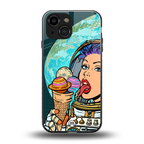 dessert space back phone cover | glass case for iphone 13 mini