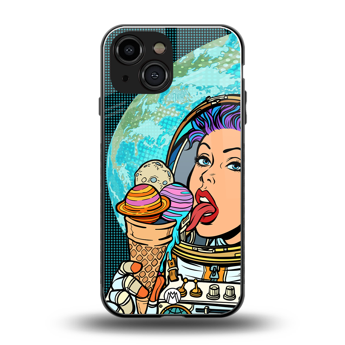 dessert space back phone cover | glass case for iphone 13 mini