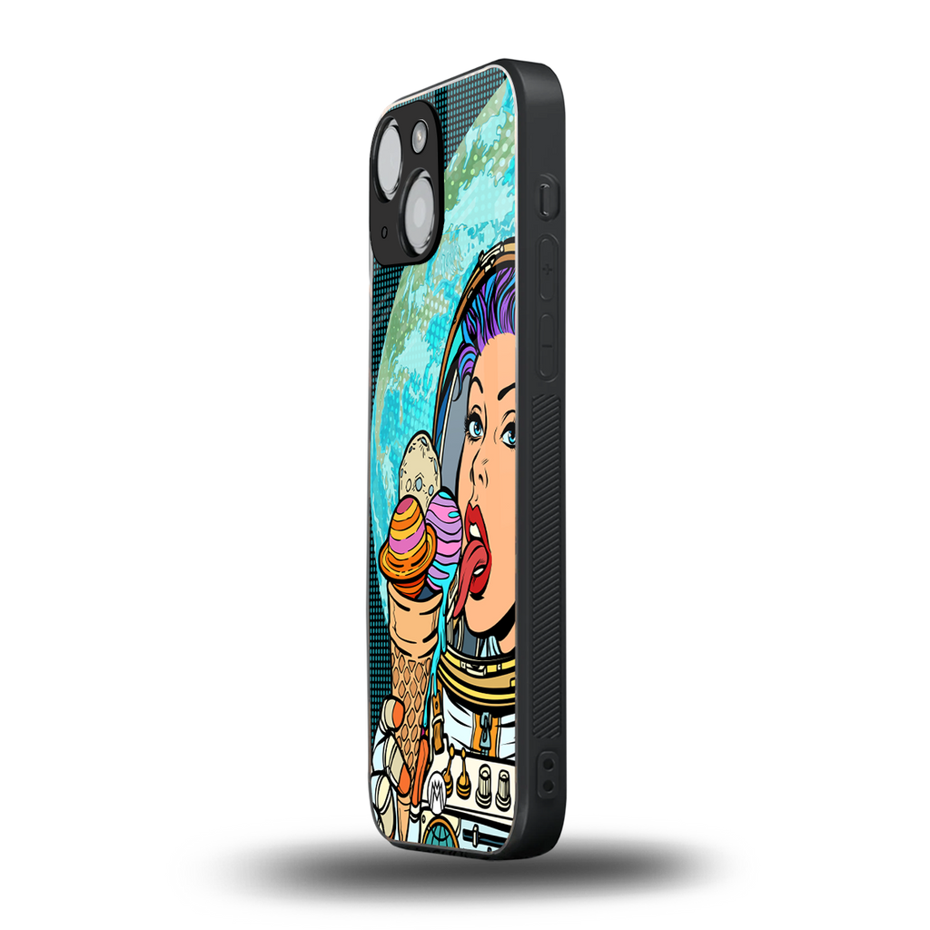 dessert space back phone cover | glass case for iphone 13 mini