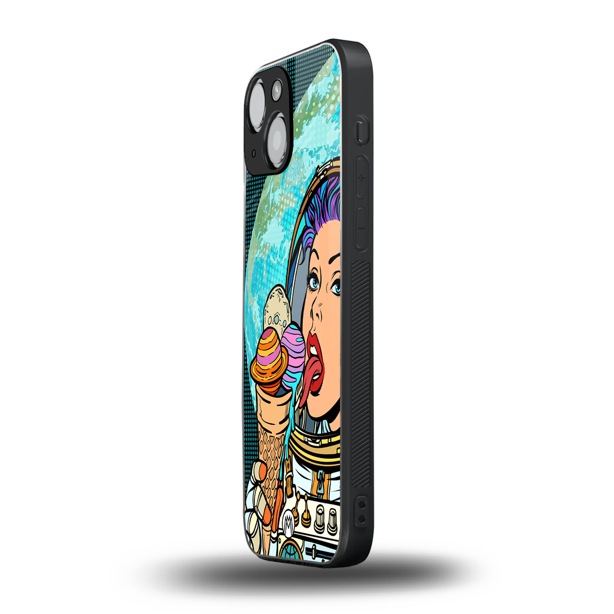 dessert space back phone cover | glass case for iphone 13 mini