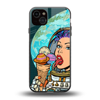 dessert space back phone cover | glass case for iphone 14 plus