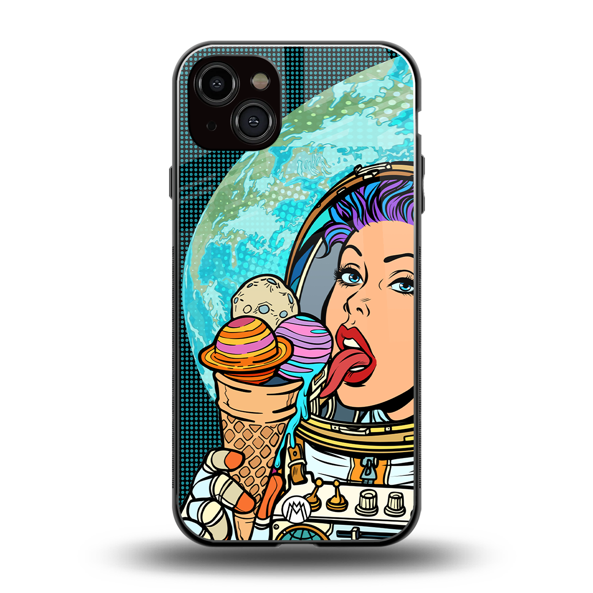 dessert space back phone cover | glass case for iphone 14 plus