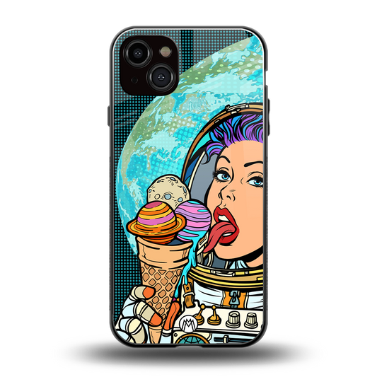 dessert space back phone cover | glass case for iphone 14 plus