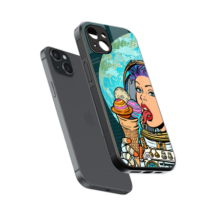 dessert space back phone cover | glass case for iphone 14 plus