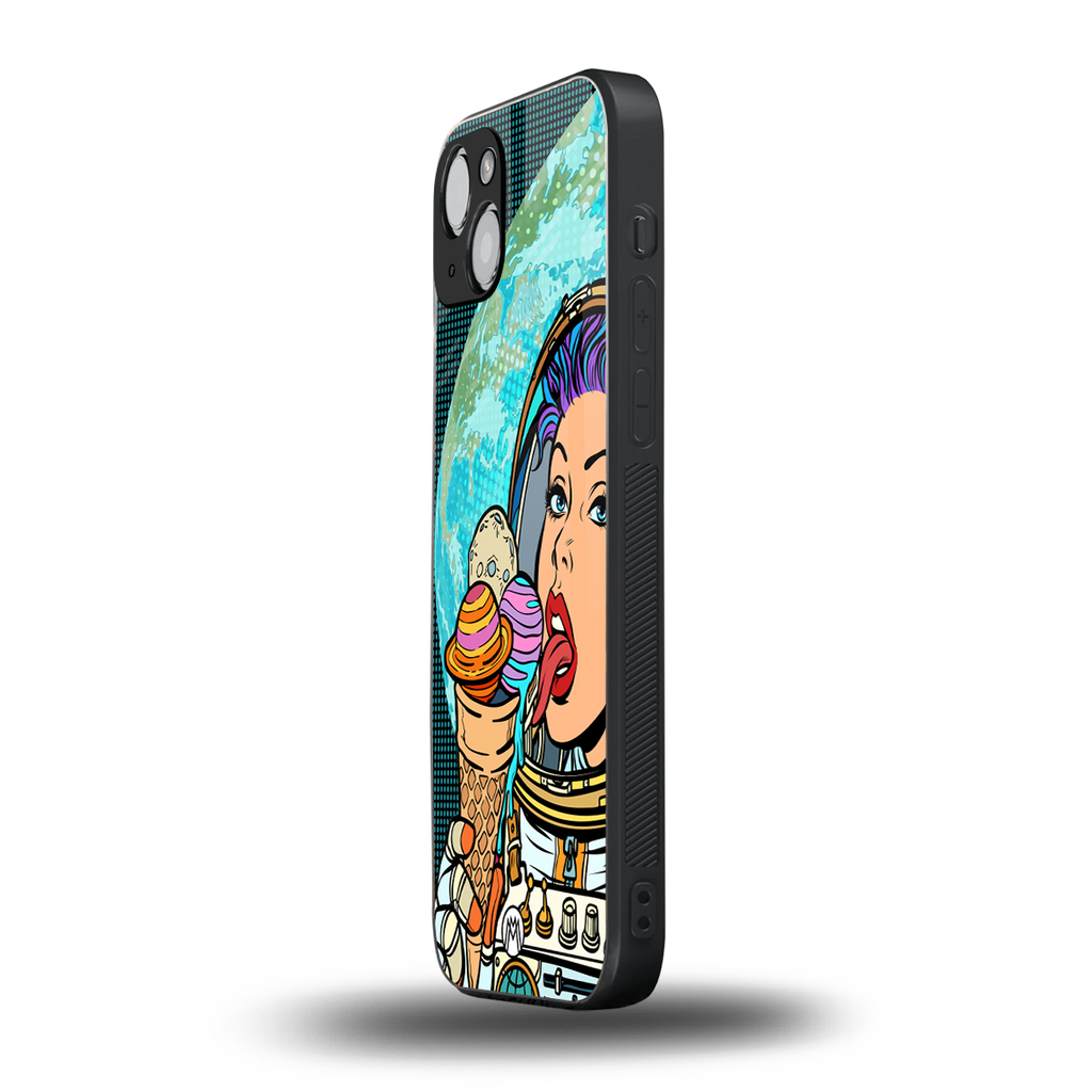 dessert space back phone cover | glass case for iphone 14 plus