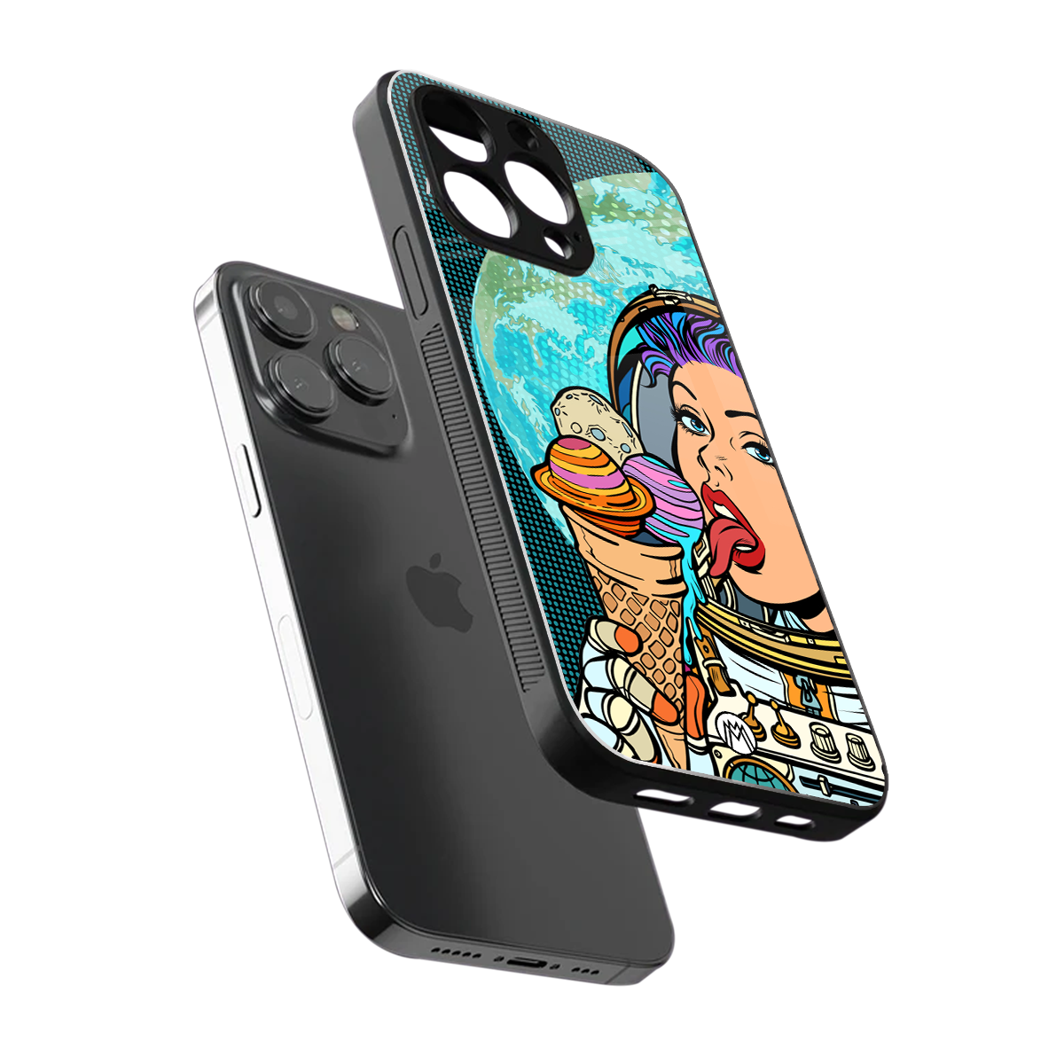 dessert space back phone cover | glass case for iphone 14 pro max