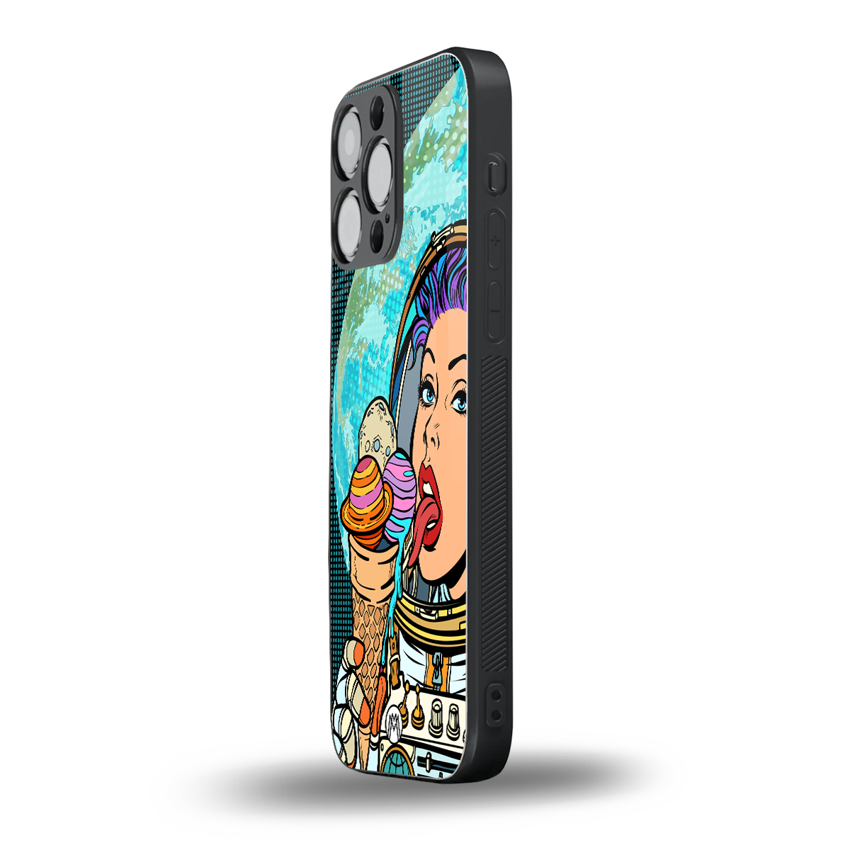 dessert space back phone cover | glass case for iphone 15 pro max