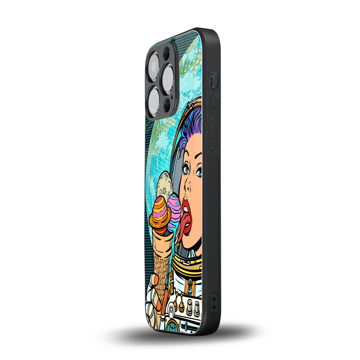 dessert space back phone cover | glass case for iphone 15 pro