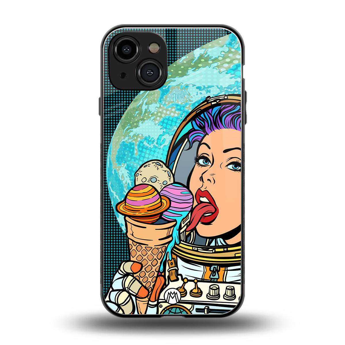 dessert space back phone cover | glass case for iphone 15