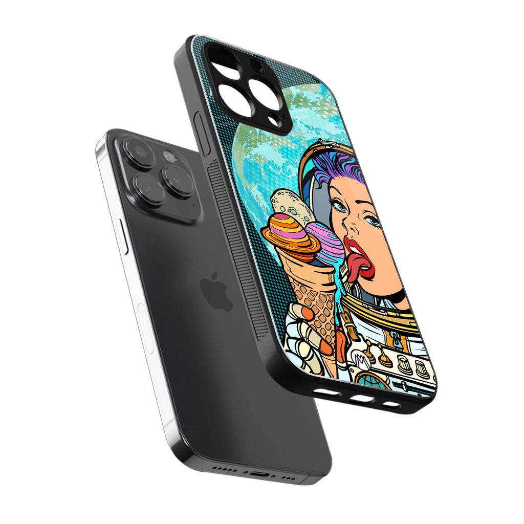 dessert space back phone cover | glass case for iphone 15 pro