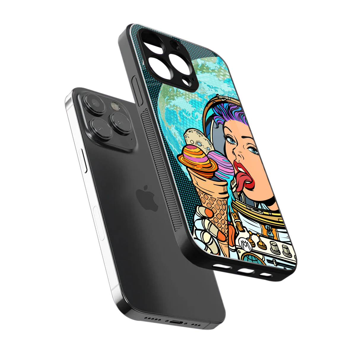 dessert space back phone cover | glass case for iphone 15 pro