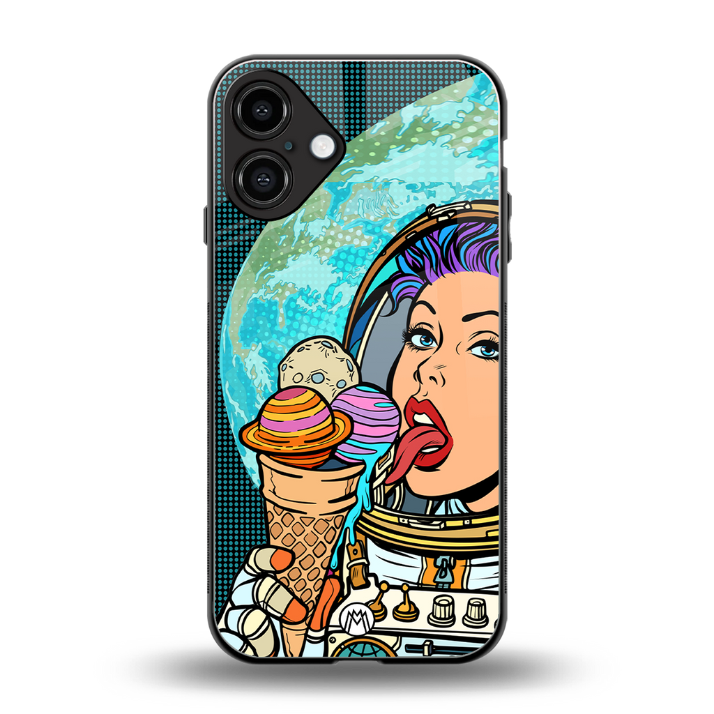 dessert space back phone cover | glass case for iphone 16 plus