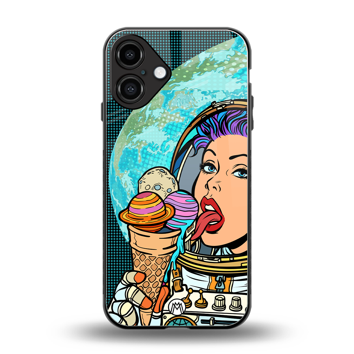 dessert space back phone cover | glass case for iphone 16 plus