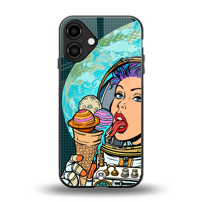 dessert space back phone cover | glass case for iphone 16 plus