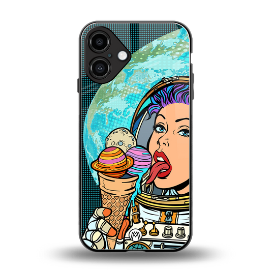 dessert space back phone cover | glass case for iphone 16 plus