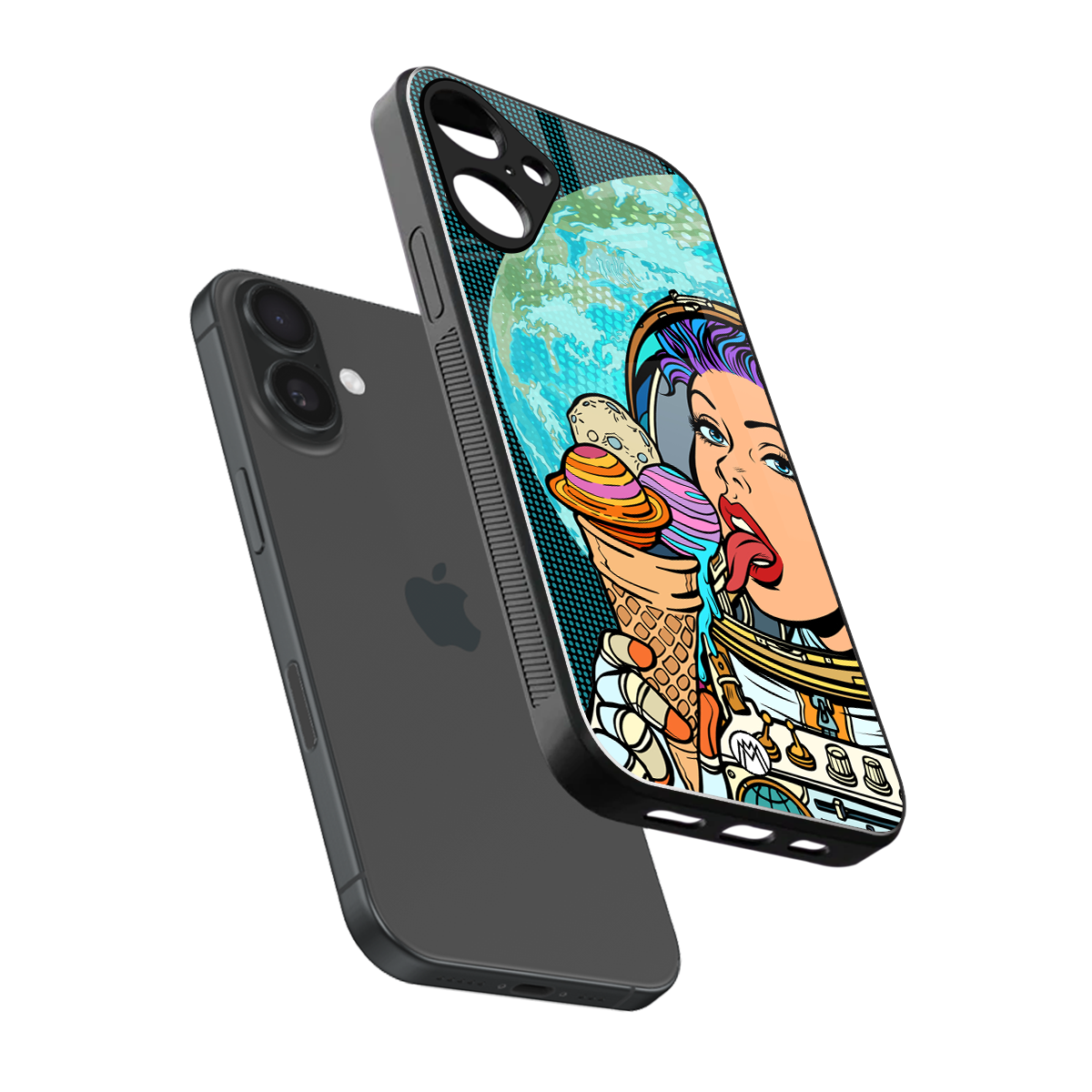 dessert space back phone cover | glass case for iphone 16 plus